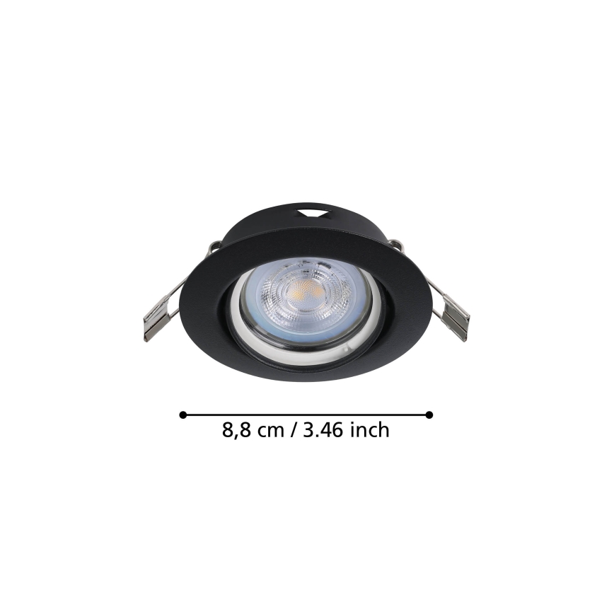 Eglo - KOMPLEKTAS 3x LED įleidžiamas lubinis šviestuvas 1xGU10/4W/230V juoda