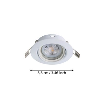 Eglo - KOMPLEKTAS 3x LED įleidžiamas lubinis šviestuvas 1xGU10/4W/230V balta