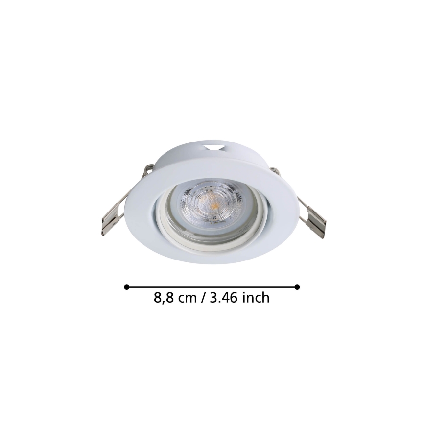 Eglo - KOMPLEKTAS 3x LED įleidžiamas lubinis šviestuvas 1xGU10/4W/230V balta
