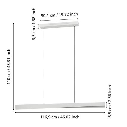 Eglo - LED RGBW Dimeriuojama liustra ant laido LED/19W/230V 2700-6500K pilka