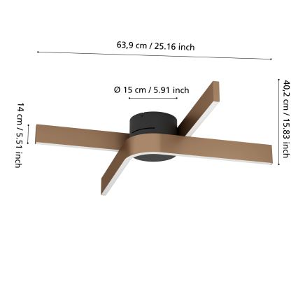 Eglo - LED RGBW dimeriuojamas lubinis šviestuvas 2xLED/18W/230V varinis/juodas