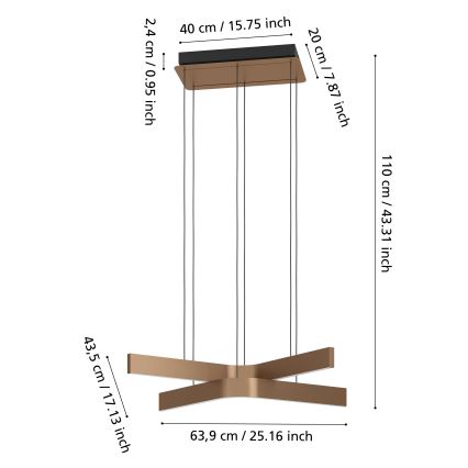 Eglo - LED RGBW reguliuojamas pakabinamas šviestuvas ant laido 2xLED/18W/230V varinis/juodas