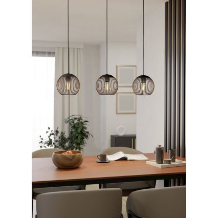 Eglo - Pakabinamas šviestuvas ant laido 3xE27/60W/230V juodas