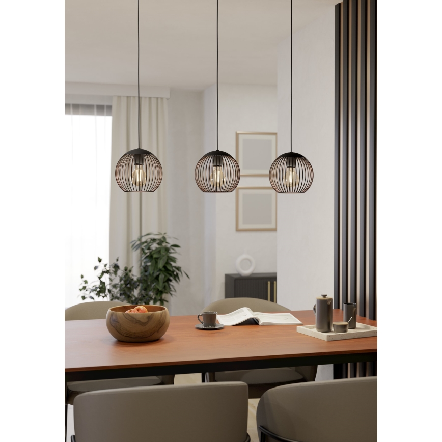 Eglo - Pakabinamas šviestuvas ant laido 3xE27/60W/230V juodas