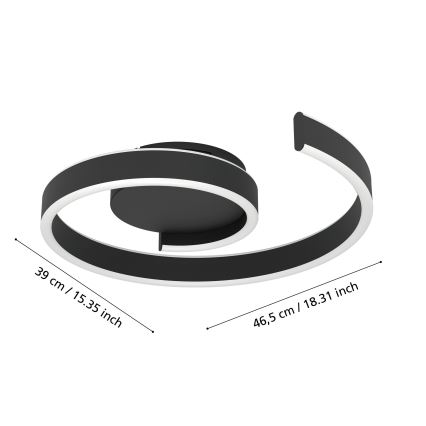 Eglo - LED RGBW dimeriuojamas lubinis šviestuvas LED/37W/230V 3000-6500K juodas
