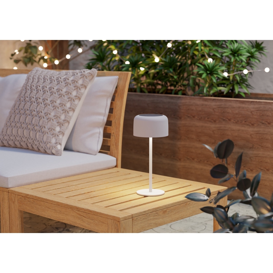 Eglo - LED saulės energija įkraunamas jutiklinis stalinis šviestuvas LED/2,8W/3,7V 1800 mAh IP44 balta