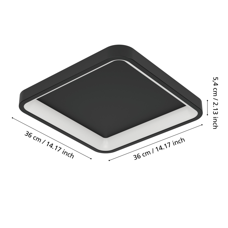 Eglo - LED RGBW reguliuojamas lubinis šviestuvas LED/20W/230V 2700-6500K 35x35 cm juodas