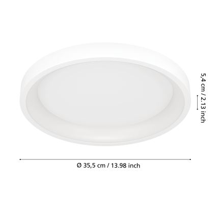 Eglo - LED RGBW reguliuojamas lubinis šviestuvas LED/19,6W/230V 2700-6500K skersmuo 35 cm baltas