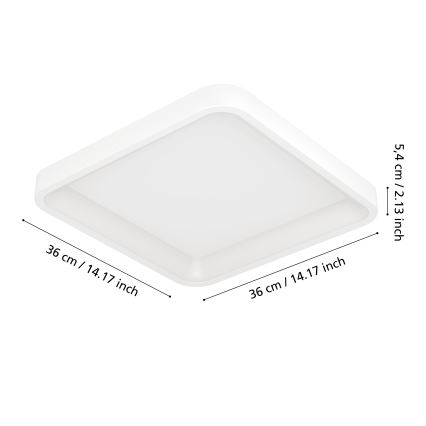 Eglo - RGBW LED pritemdomas lubinis šviestuvas LED/20W/230V 2700-6500K 35x35 cm baltas