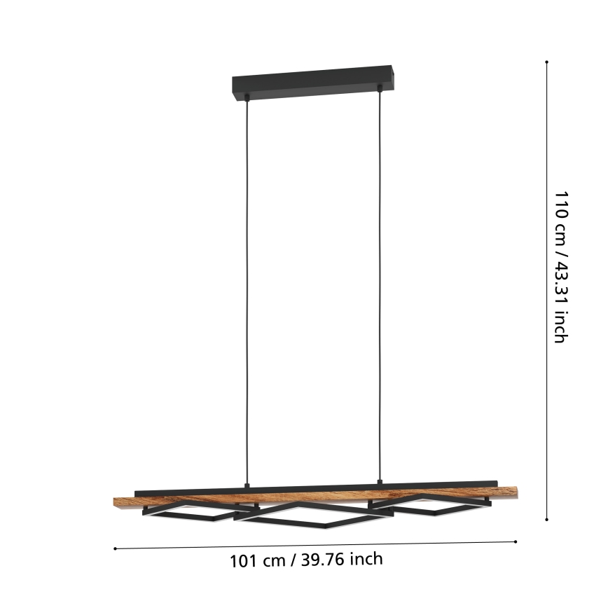 Eglo - dimeriuojamas LED kabantis šviestuvas su laidu 2xLED/13W/230V + LED/16W juoda/ruda