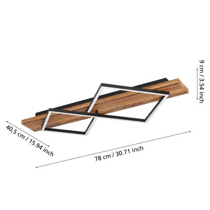 Eglo - LED lubinis šviestuvas LED/13W/230V + LED/15W juoda/ruda