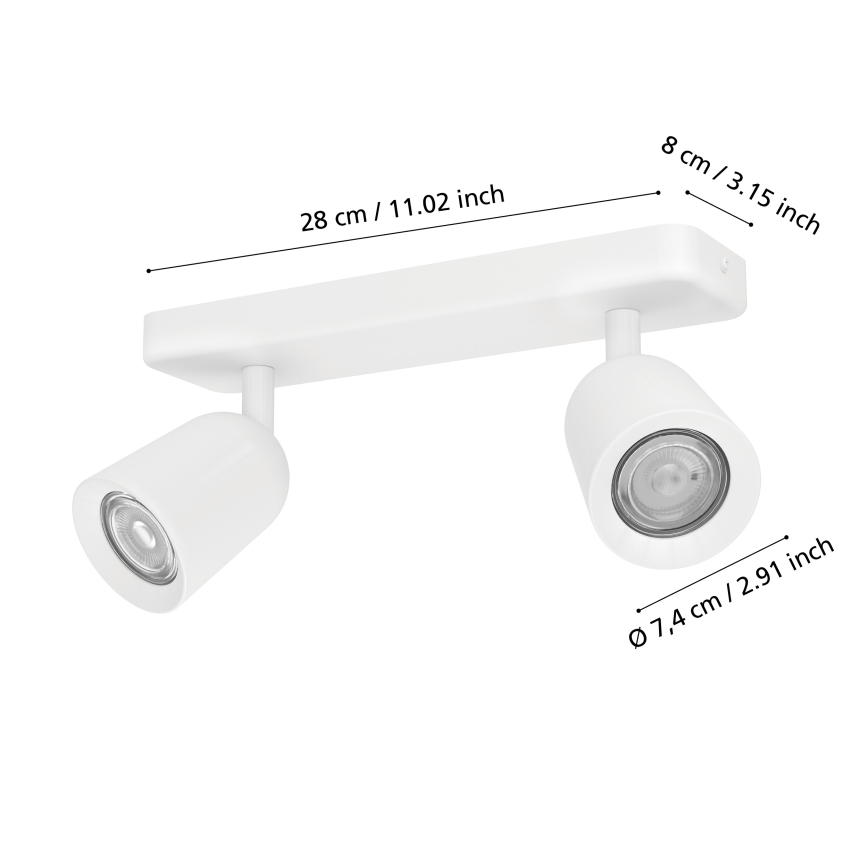 Eglo - Taškinis šviestuvas 2xGU10/10W/230V baltas