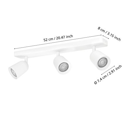 Eglo - Taškinis šviestuvas 3xGU10/10W/230V baltas