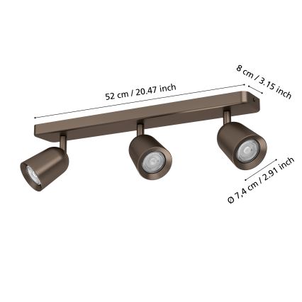 Eglo - bronzinis taškinis šviestuvas 3xGU10/10W/230V