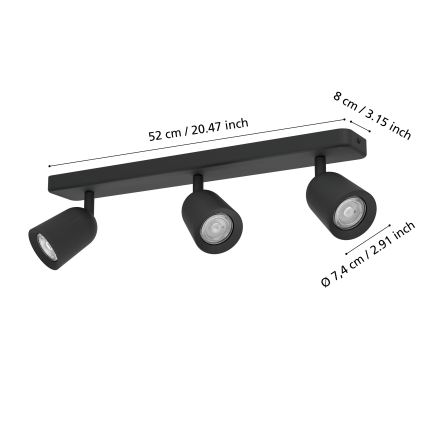 Eglo - Taškinis šviestuvas 3xGU10/10W/230V juodas