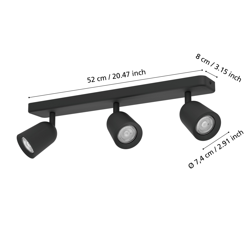 Eglo - Taškinis šviestuvas 3xGU10/10W/230V juodas