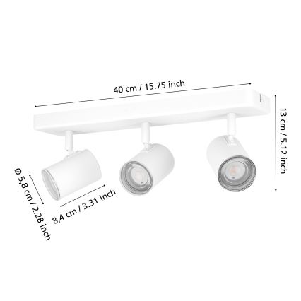 Eglo - Vonios kambario taškinis šviestuvas 3xGU10/5W/230V IP44 baltas
