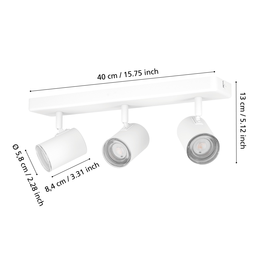 Eglo - Vonios kambario taškinis šviestuvas 3xGU10/5W/230V IP44 baltas