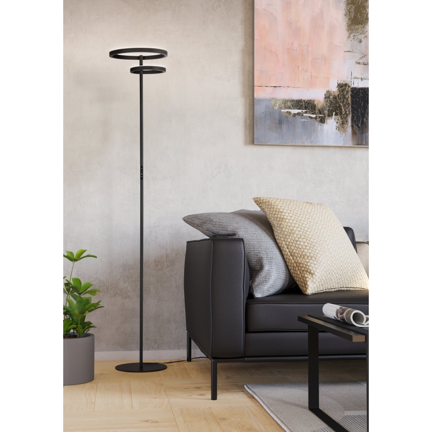 Eglo - LED dimeriuojama grindų lempa LED/16W/230V + LED/12W juoda