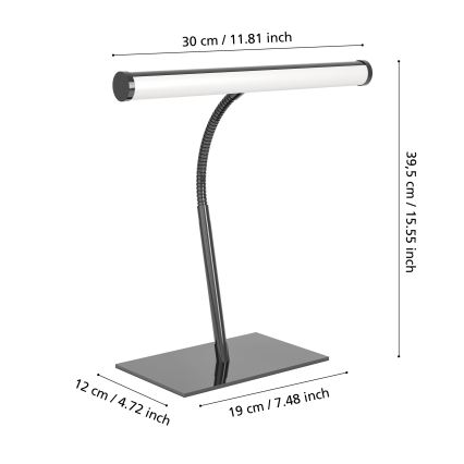 Eglo - LED reguliuojama jutiklinė stalinė lempa LED/5W/230V 2700/4000/6500K juoda
