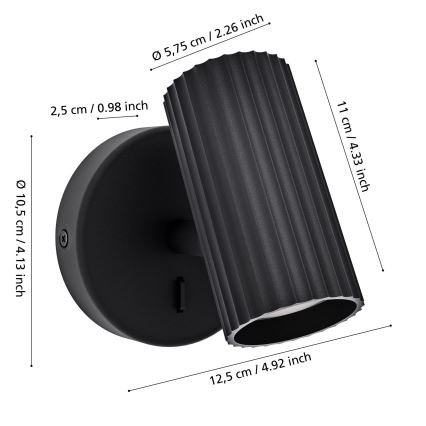 Eglo - sieninis taškinis šviestuvas 1xGU10/5W/230V juodas