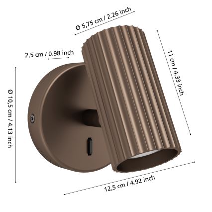 Eglo - sieninis taškinis šviestuvas 1xGU10/5W/230V rudas