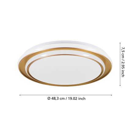 Eglo - LED lubinis šviestuvas LED/36W/230V 2700/4000/6500K skersmuo 49 cm auksinis