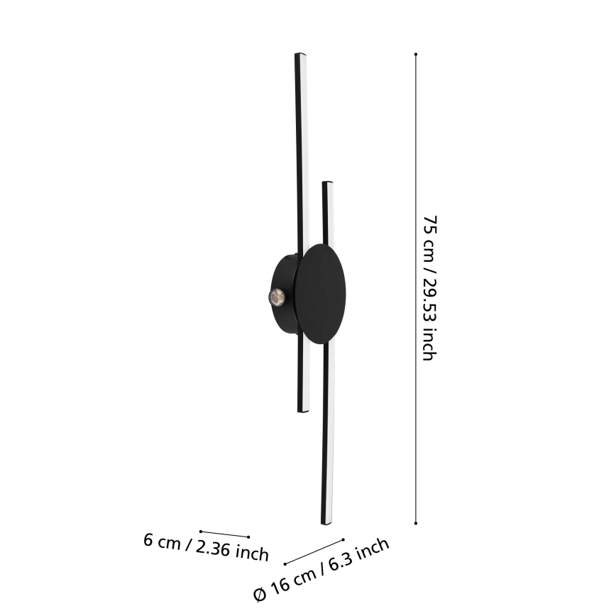 Eglo - LED sieninis šviestuvas LED/20W/230V + LED/0,91W juoda