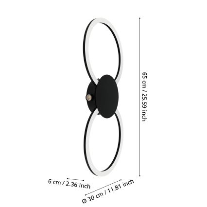 Eglo - LED sieninis šviestuvas LED/20W/230V + LED/0,91W juoda