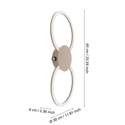 Eglo - LED sieninis šviestuvas LED/20W/230V + LED/0,91W smėlio spalvos