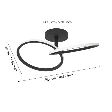 Eglo - LED lubinis šviestuvas LED/12W/230V 2700/4000/6500K juodas