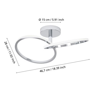 Eglo - LED lubinis šviestuvas LED/12W/230V 2700/4000/6500K blizgus chromas