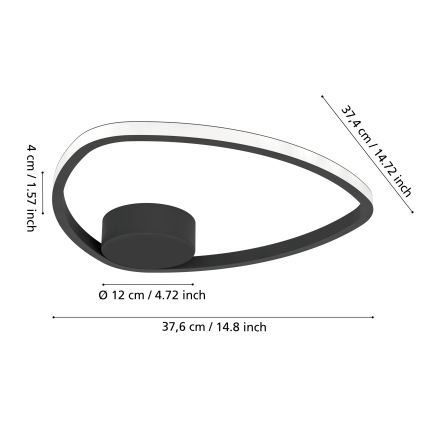 Eglo - LED lubinis šviestuvas LED/9,7W/230V 2700/4000/6500K skers. 37,5 cm juoda