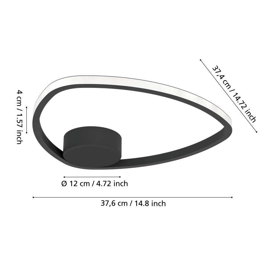 Eglo - LED lubinis šviestuvas LED/9,7W/230V 2700/4000/6500K skers. 37,5 cm juoda