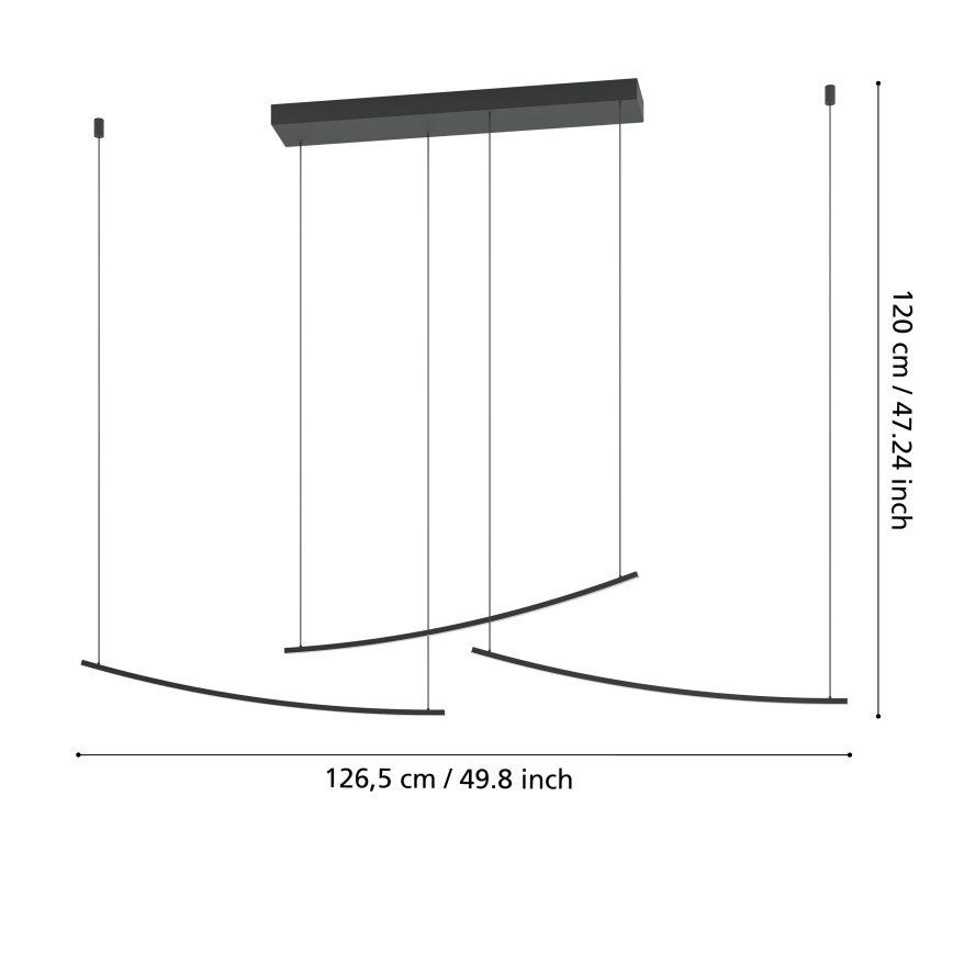 Eglo - dimeriuojamas kabantis LED šviestuvas ant laido LED/22W/230V 2700/4000/6500K juodas