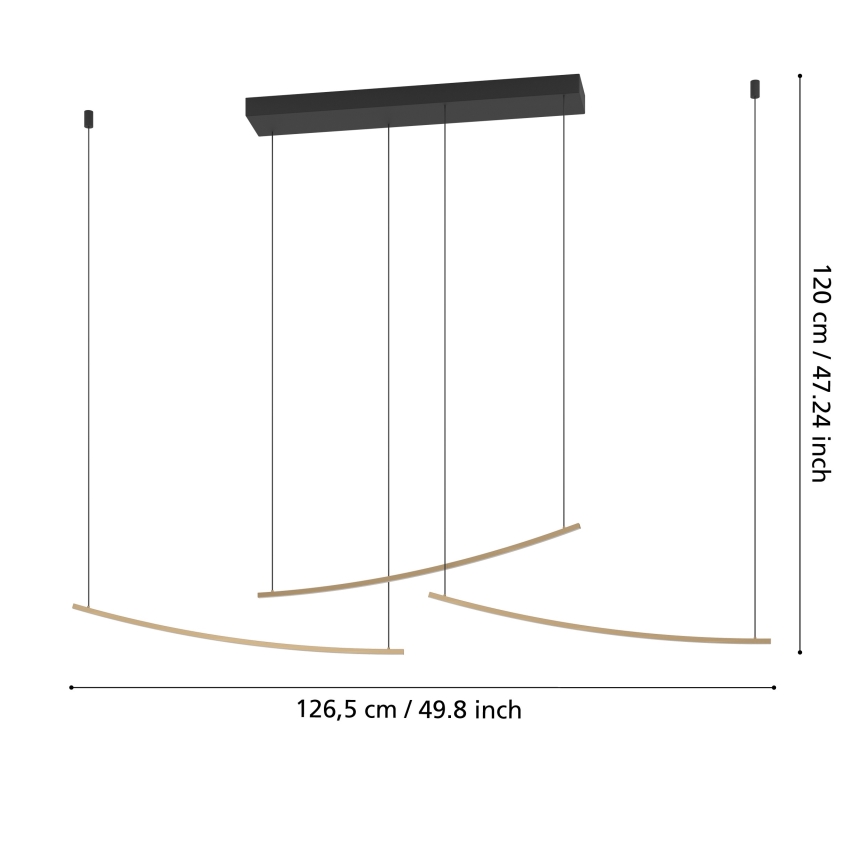 Eglo - Reguliuojamas LED pakabinamas šviestuvas ant kabelio LED/22W/230V 2700/4000/6500K auksinis
