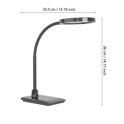 Eglo - LED reguliuojamo ryškumo lanksti stalinė lempa LED/5,5W/230V 2700/4000/6500K juoda