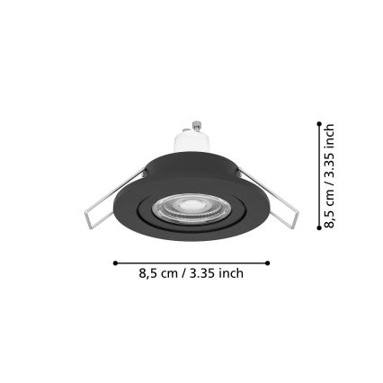 Eglo - LED įleidžiamas vonios kambario taškinis šviestuvas 1xGU10/4,5W/230V IP44 juodas