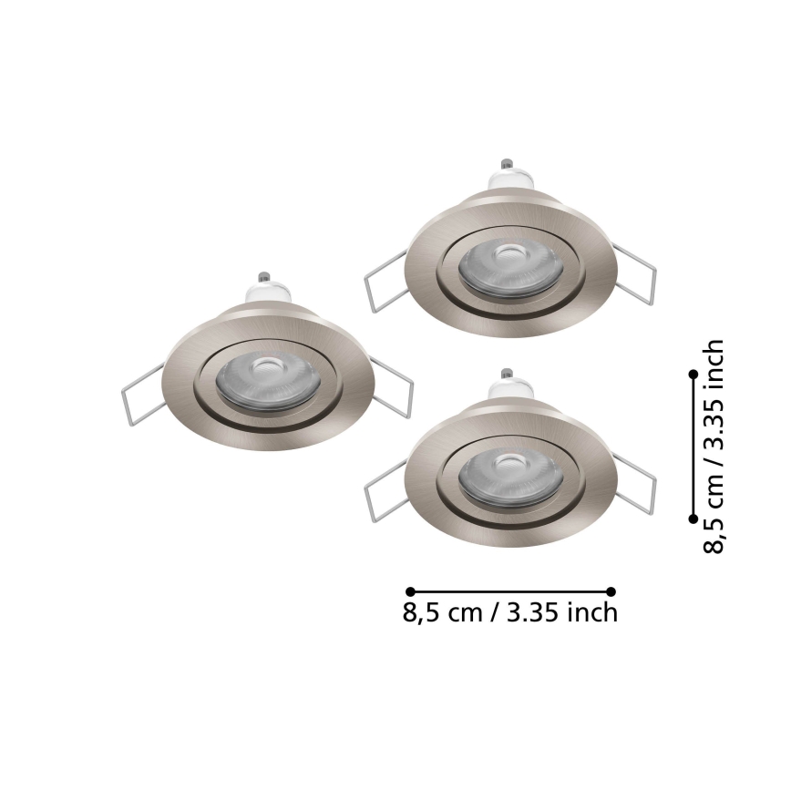 Eglo - RINKINYS 3x LED vonios įleidžiamas taškinis šviestuvas 1xGU10/4,5W/230V IP44 matinis chromas