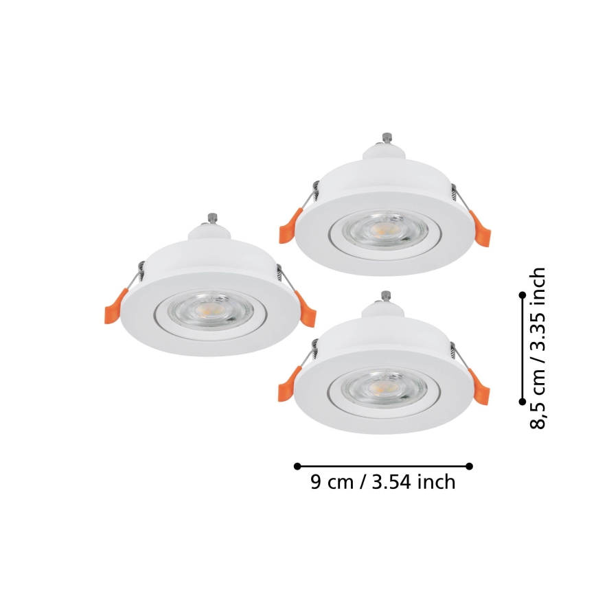 Eglo - Komplektas 3x LED įleidžiamieji taškiniai šviestuvai 1xGU10/4,5W/230V balti