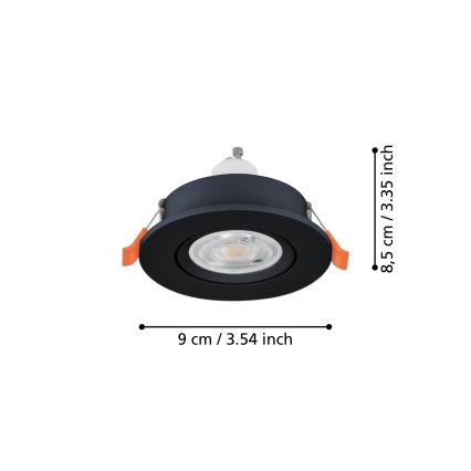 Eglo - LED įleidžiamas taškinis šviestuvas 1xGU10/4,5W/230V juodas