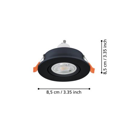 Eglo - LED įmontuojamas vonios taškinis šviestuvas 1xGU10/4,5W/230V IP44 juodas