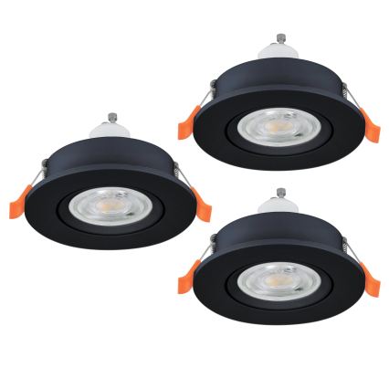 Eglo - Rinkinys 3x LED vonios įmontuojamų taškinių šviestuvų 1xGU10/4,5W/230V IP44 juodi
