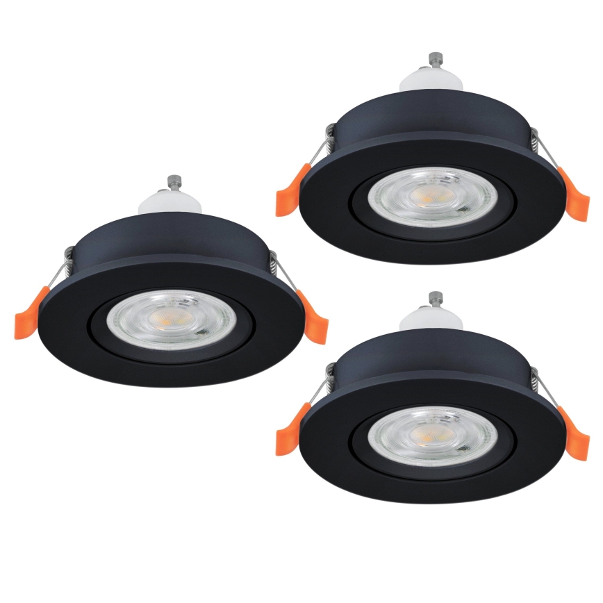 Eglo - Rinkinys 3x LED vonios įmontuojamų taškinių šviestuvų 1xGU10/4,5W/230V IP44 juodi