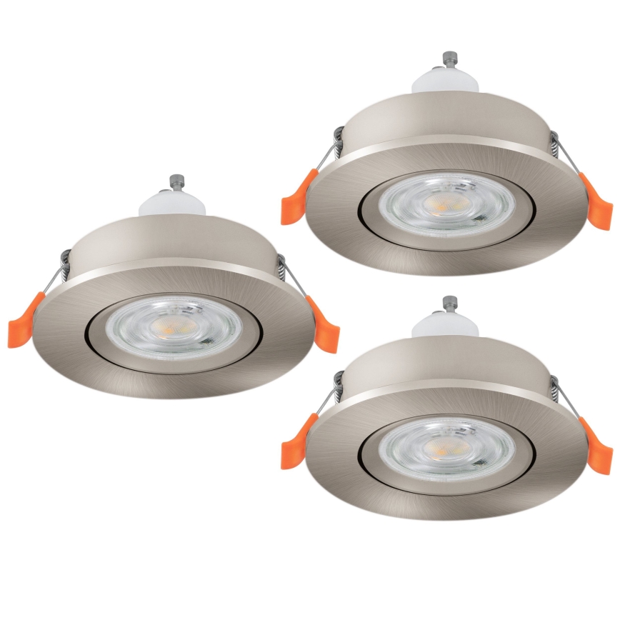 Eglo - RINKINYS 3x LED vonios kambario įleidžiamieji taškiniai šviestuvai 1xGU10/4,5W/230V IP44 matinis chromas