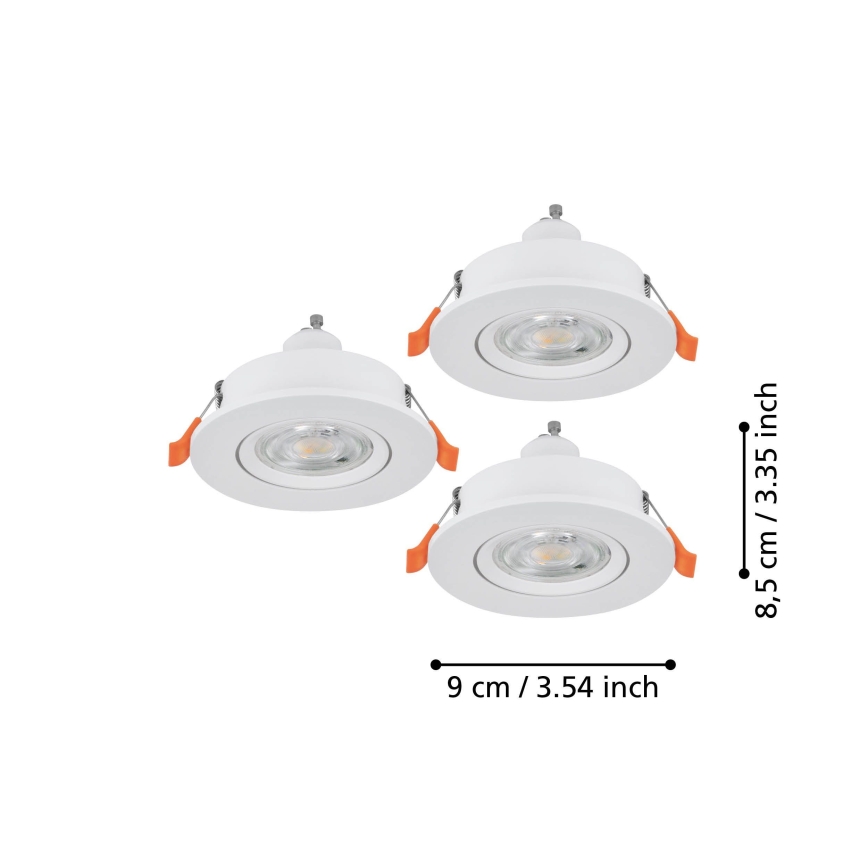 Eglo - Komplektas 3 vnt. LED įleidžiami taškiniai šviestuvai 1xGU10/4,5W/230V, balti