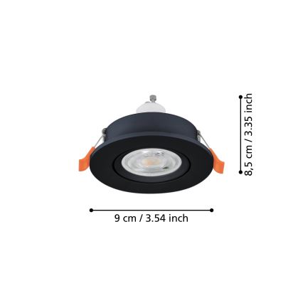 Eglo - LED įleidžiamas taškinis šviestuvas 1xGU10/4,5W/230V juodas