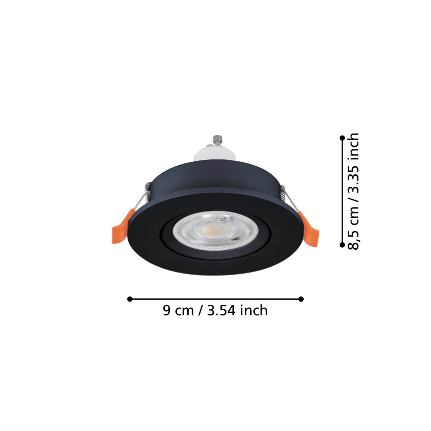 Eglo - LED įleidžiamas taškinis šviestuvas 1xGU10/4,5W/230V juodas