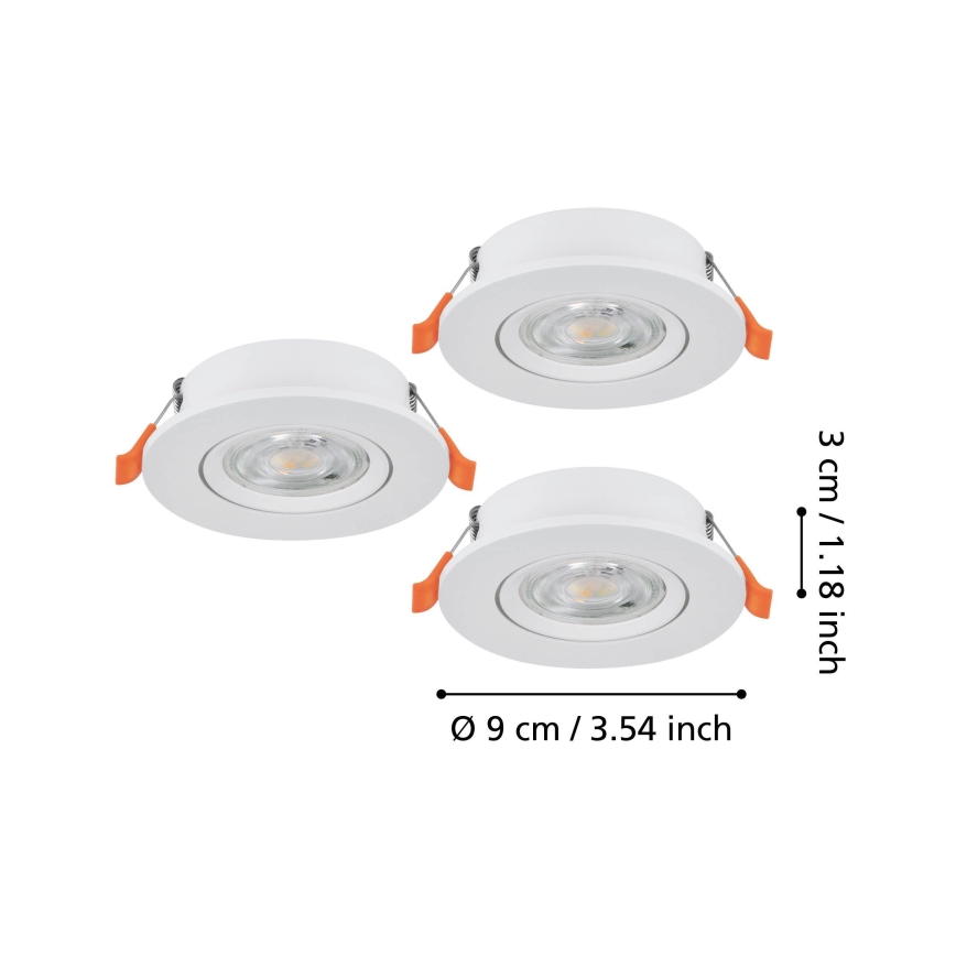 Eglo - 3 vnt. komplektas įleidžiamų LED taškinių šviestuvų LED/4,8W/230V 2700/4000/6500K, balti