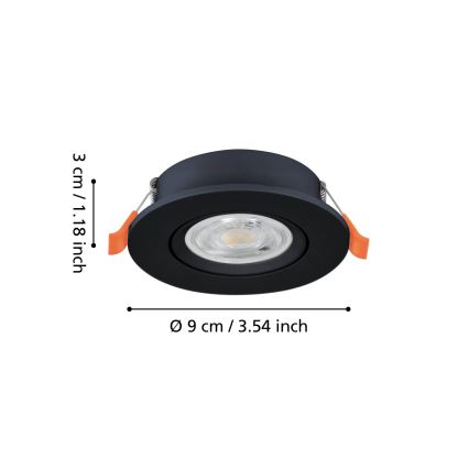 Eglo - LED įleidžiamas taškinis šviestuvas LED/4,8W/230V 2700/4000/6500K juodas